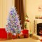 Costway 4.5/6/7 FT Flocked Christmas Tree with 8 Lighting Modes 160/260/350 Multi-Color LED Lights